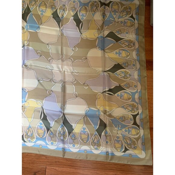 Womens Blue, Yellow, Tan Scarf Made in Italy - Picture 5 of 8